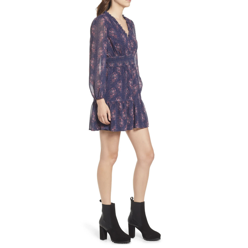 PAIGE Jeanne Smocked Long Sleeve Dress